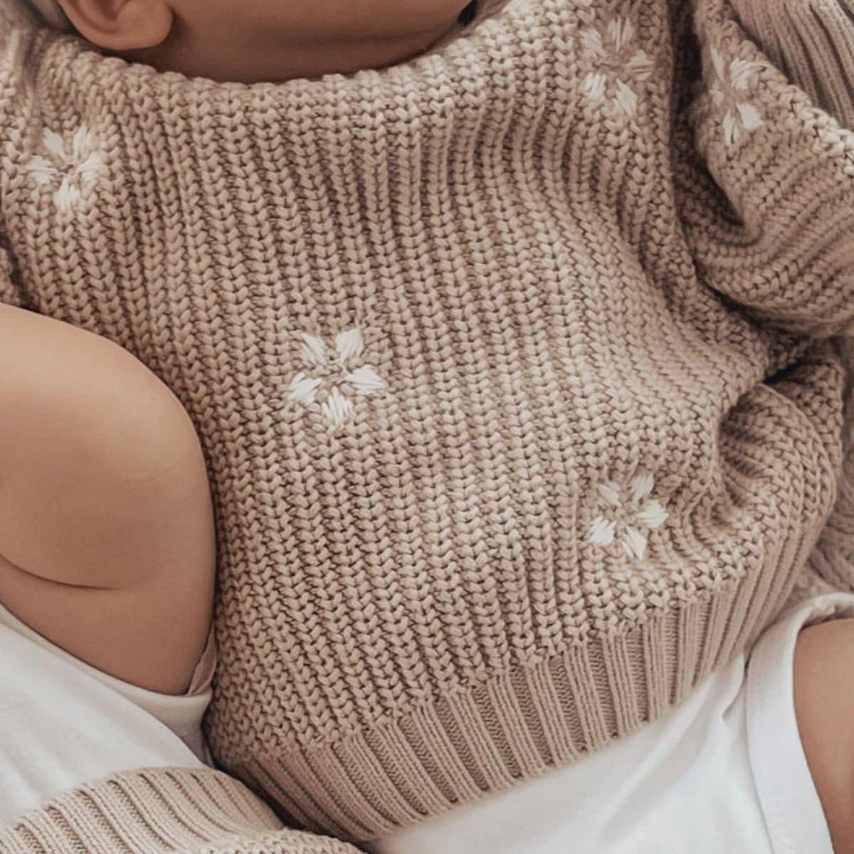 3 Little Crowns Chunky Knit Jumper - Flowers