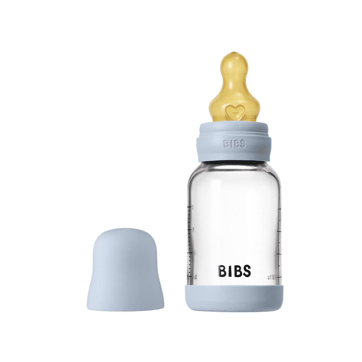 BIBS Baby Glass Bottle Set - Latex Teat - 120ml - Baby Blue
