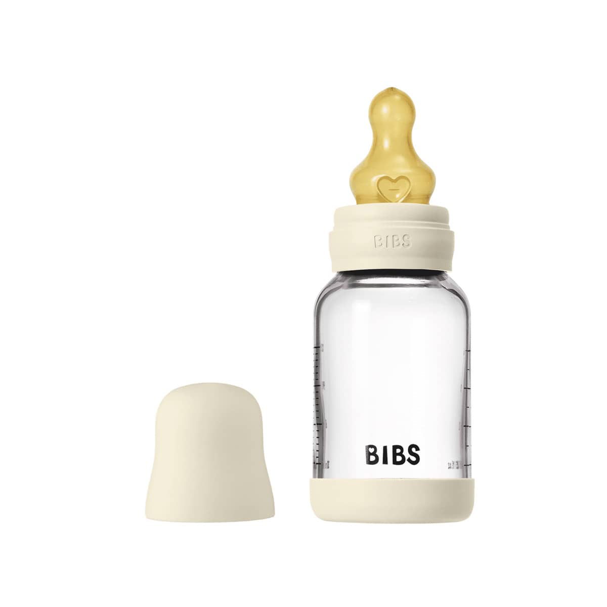 BIBS Baby Glass Bottle Set - Latex Teat - 120ml - Ivory