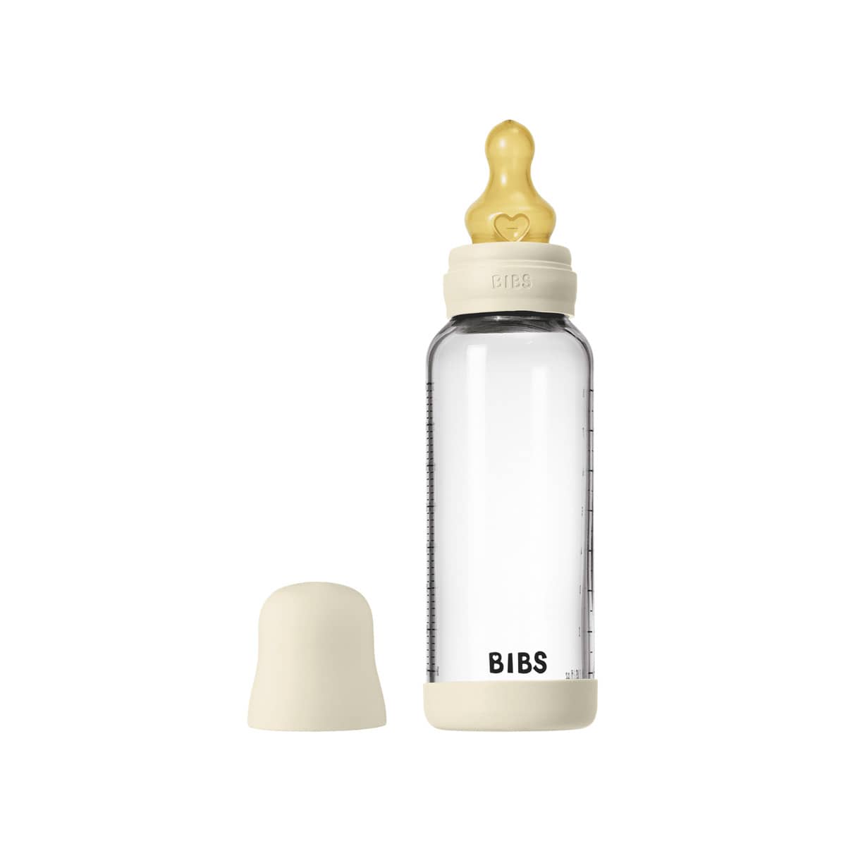BIBS Baby Glass Bottle Set - Latex Teat - 240ml - Ivory