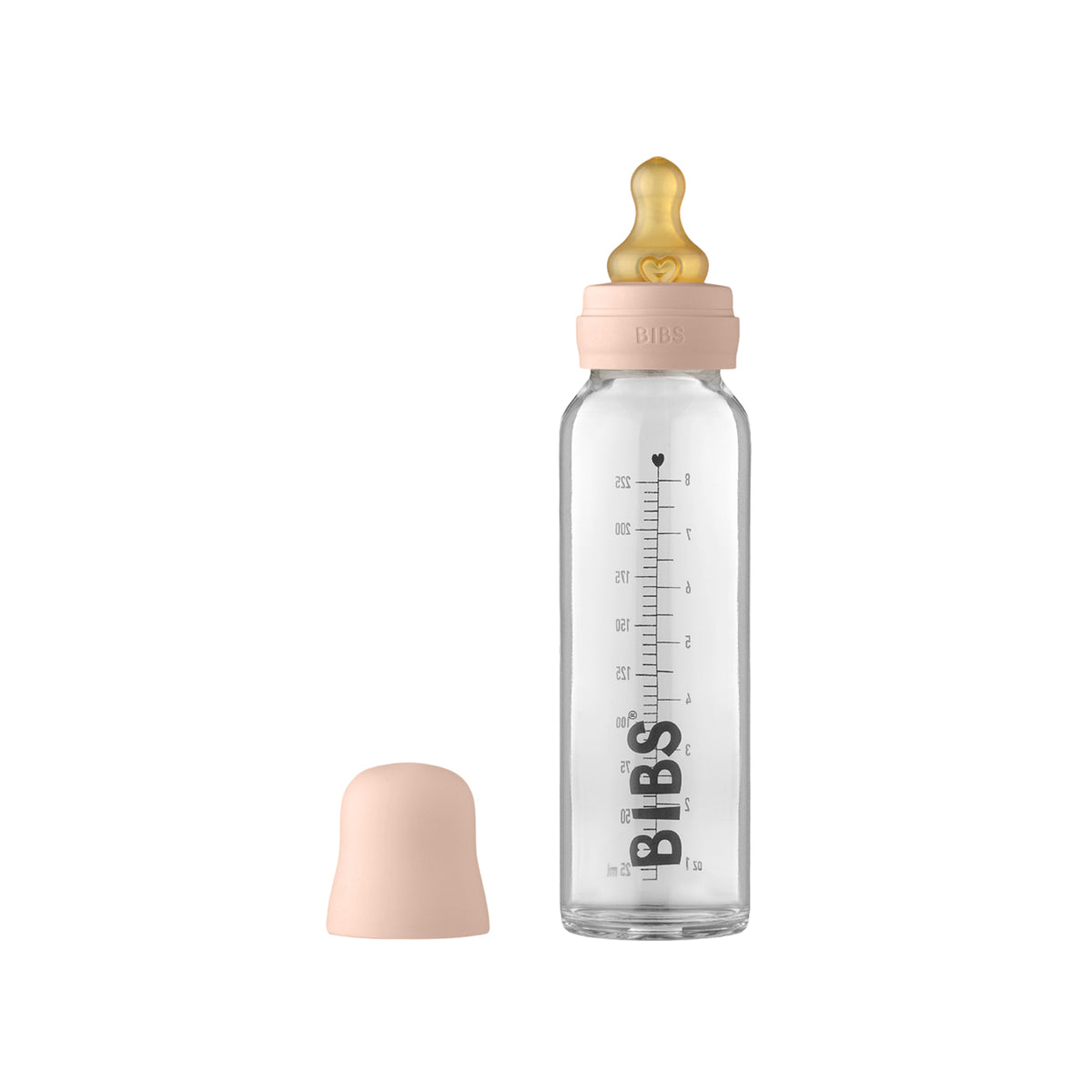 BIBS Baby Glass Bottle - 225ml - Blush