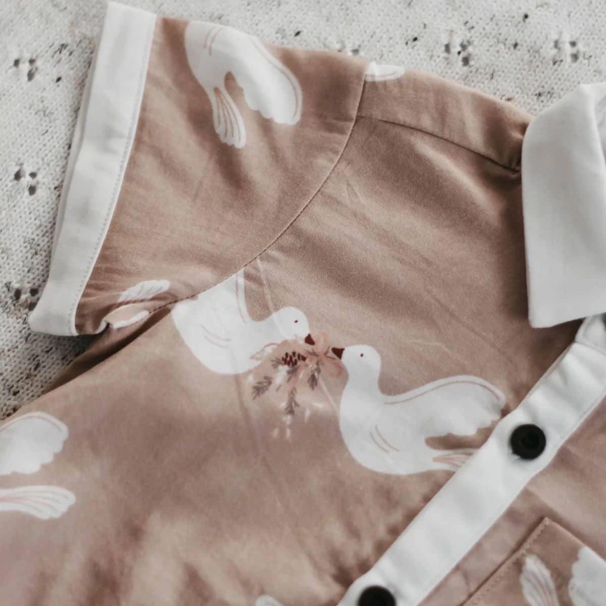 Bencer & Hazelnut Collared Bodysuit/Shirt - Turtle Dove