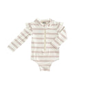 Bencer & Hazelnut Swimsuit with Frills - Mushroom Stripe