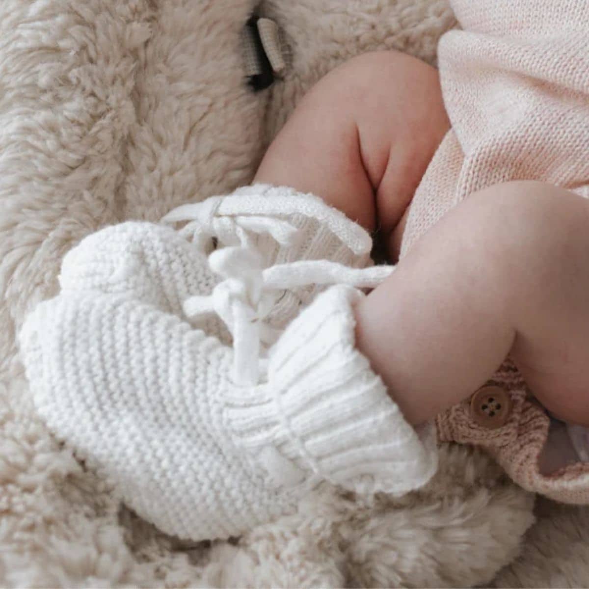 Blossom & Pear Mini Knit Booties - Milk