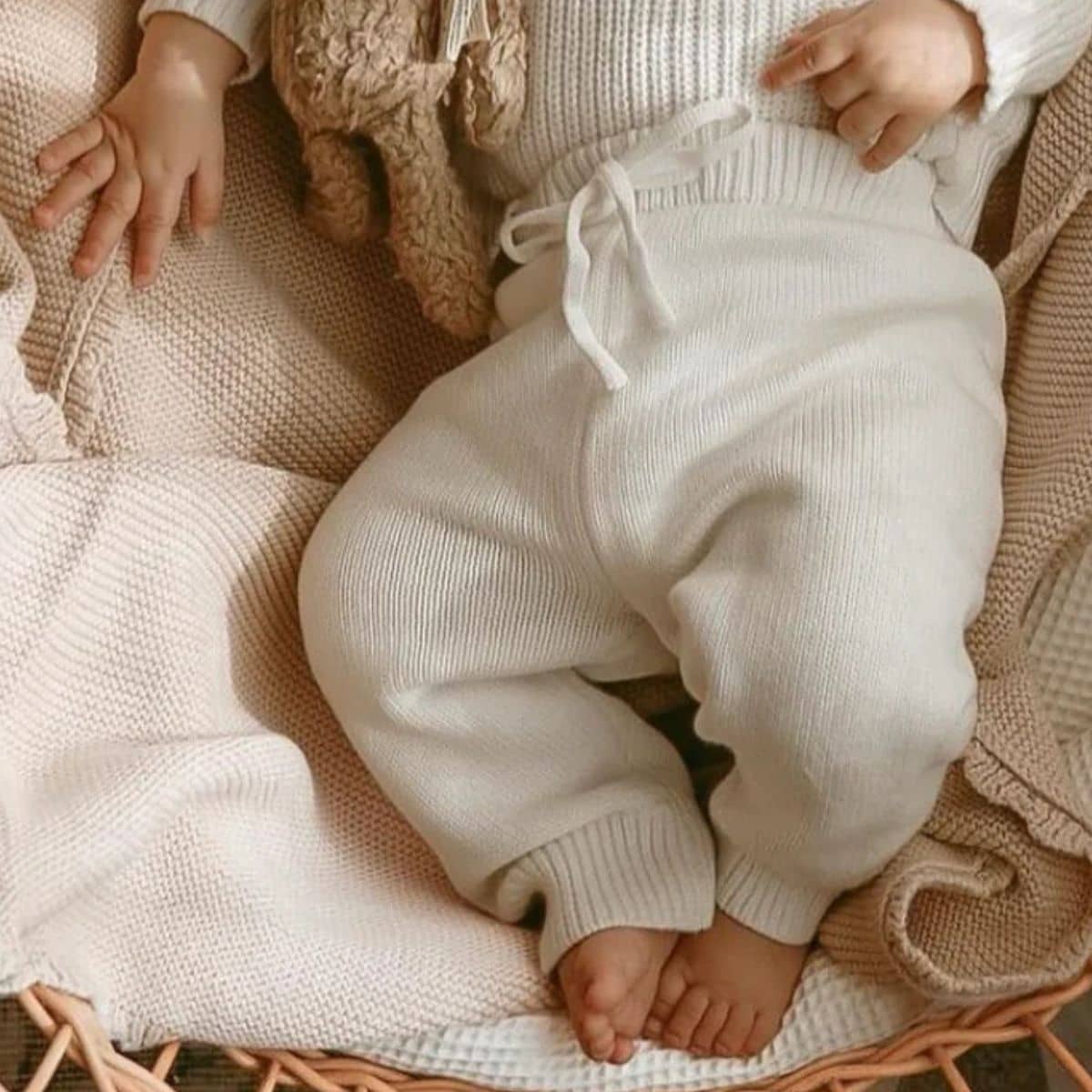Blossom & Pear Mini Knit Pants - Milk