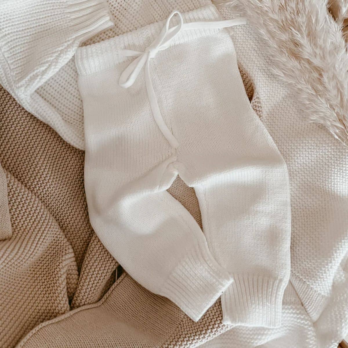 Blossom & Pear Mini Knit Pants - Milk