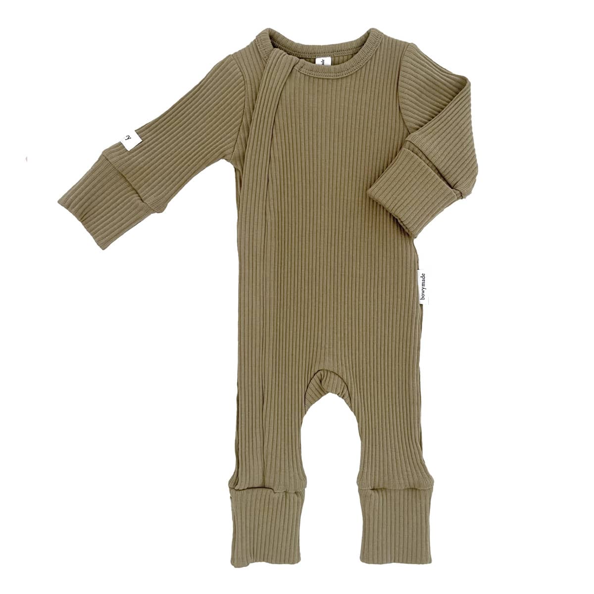 Bowy Made Ribbed Cotton Onesie - Olive
