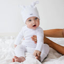 Bowy Made Ribbed Cotton Onesie - White