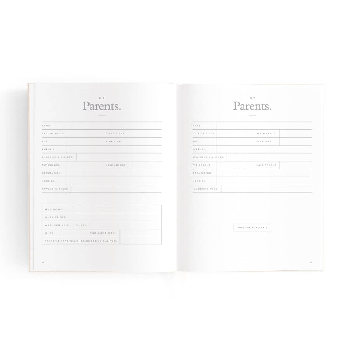 Fox & Fallow Mini Baby Book - My Parents