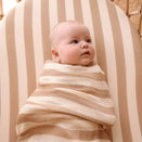 Fox & Fallow Organic Fitted Bassinet Sheet - Coffee Stripe