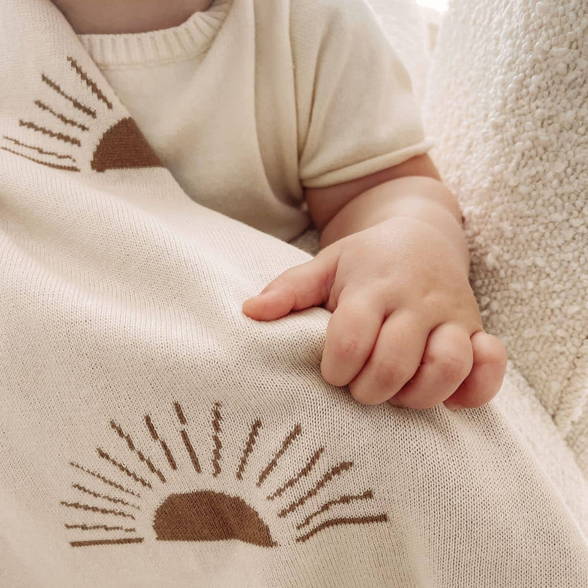 Fox & Fallow Reversible Knit Baby Blanket - Suns Coffee