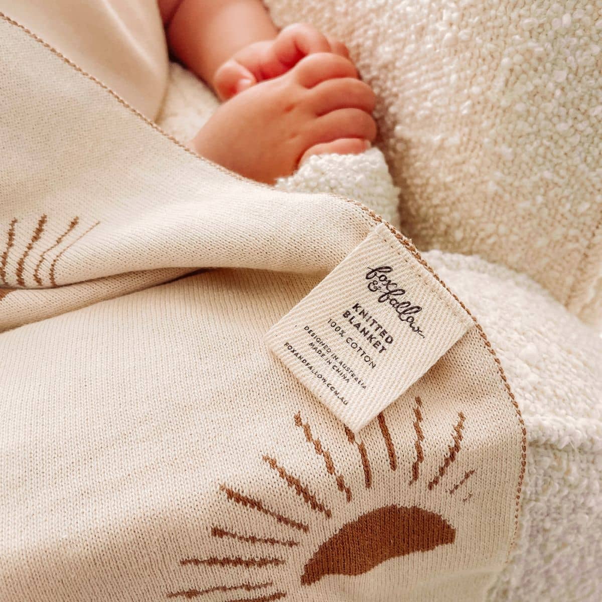 Fox & Fallow Reversible Knit Baby Blanket - Suns Coffee