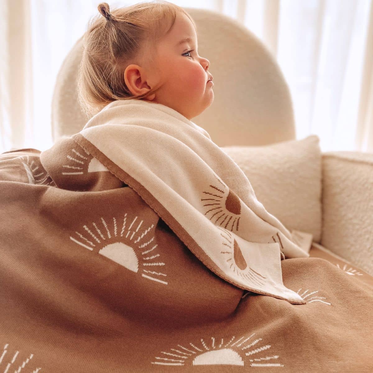 Fox & Fallow Reversible Knit Baby Blanket - Suns Coffee