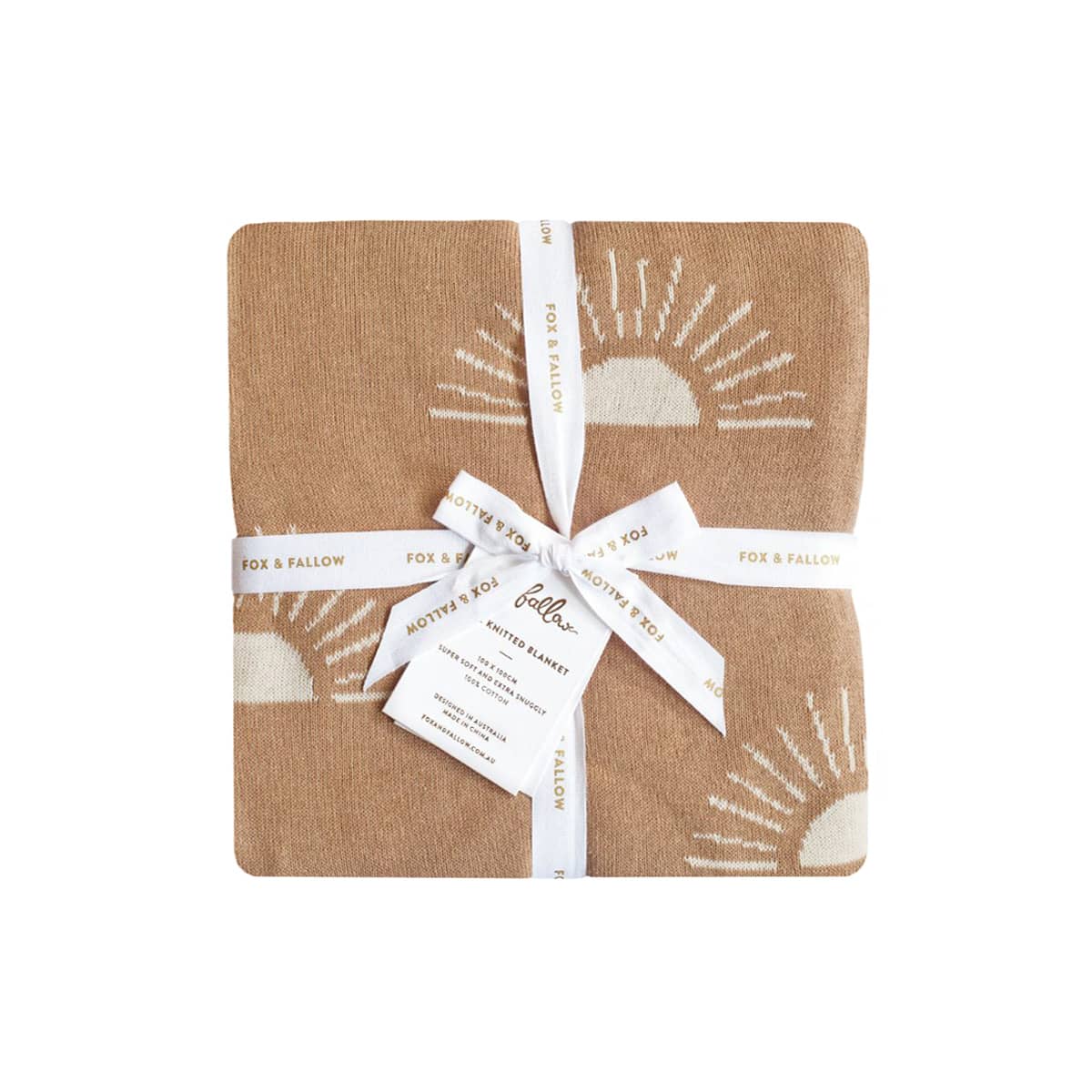 Fox & Fallow Reversible Knit Baby Blanket - Suns Coffee