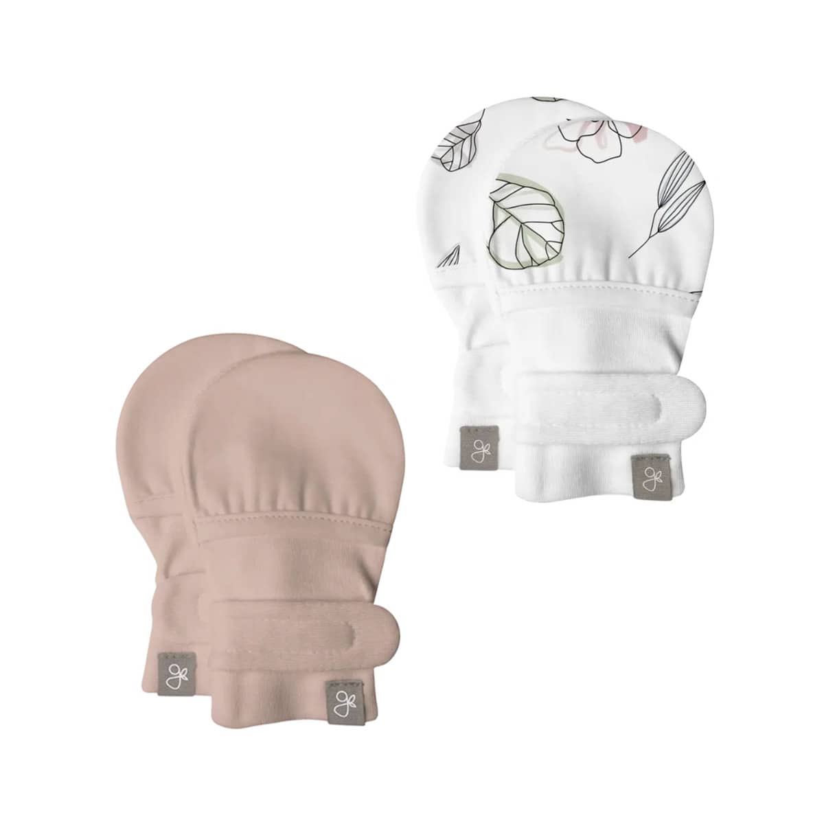Goumi Stay On Baby Mitts - Two Pack - Abstract Floral + Rose