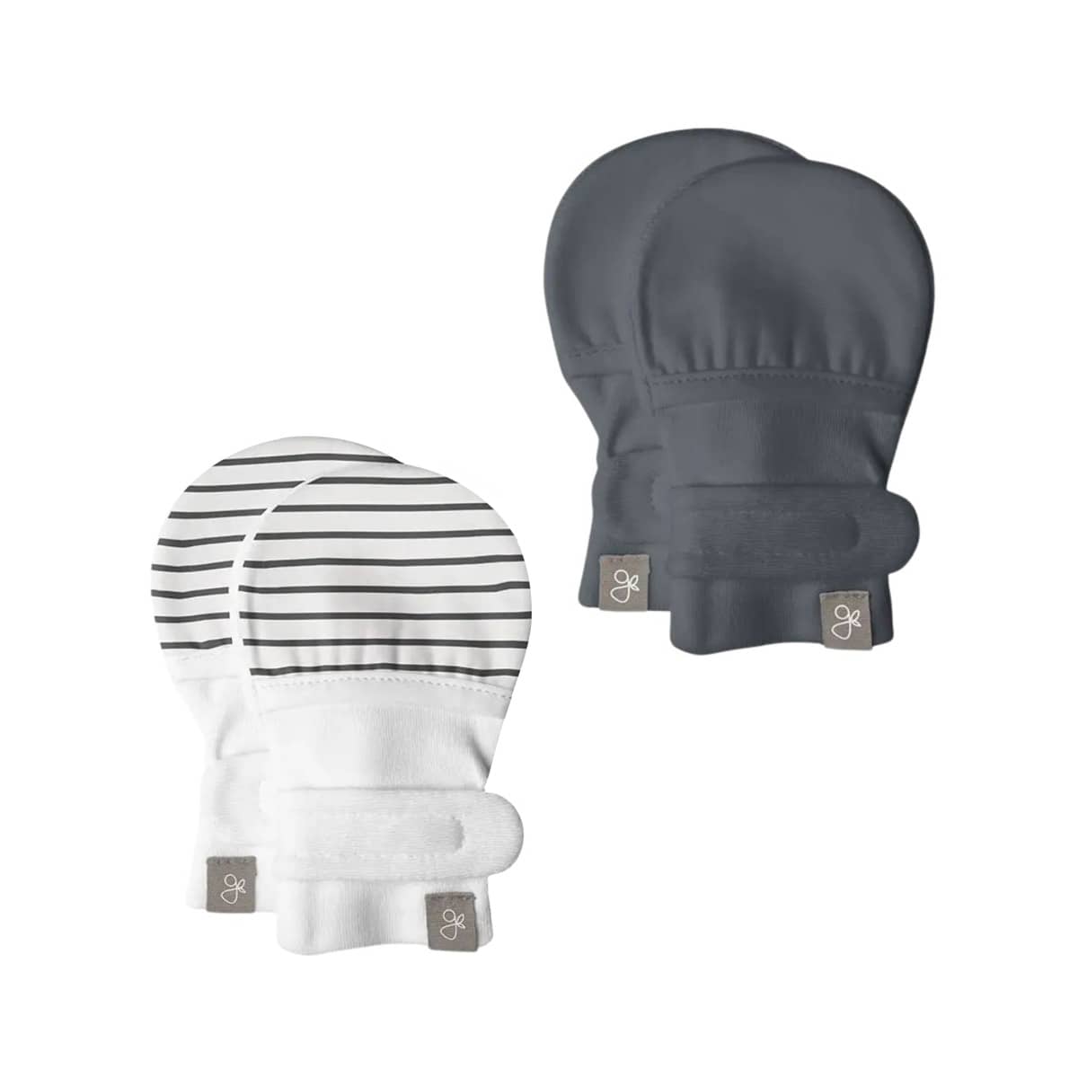 Goumi Stay On Baby Mitts - Two Pack - Stripe Grey + Midnight