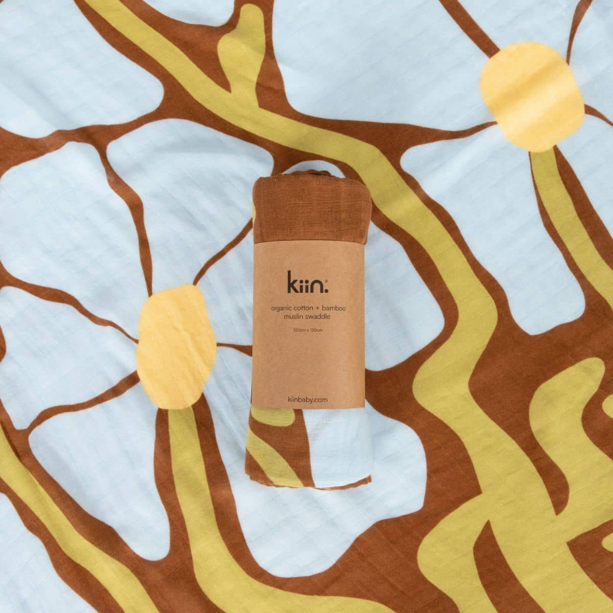Kiin Baby Organic Muslin Swaddle - Fleur - Umber