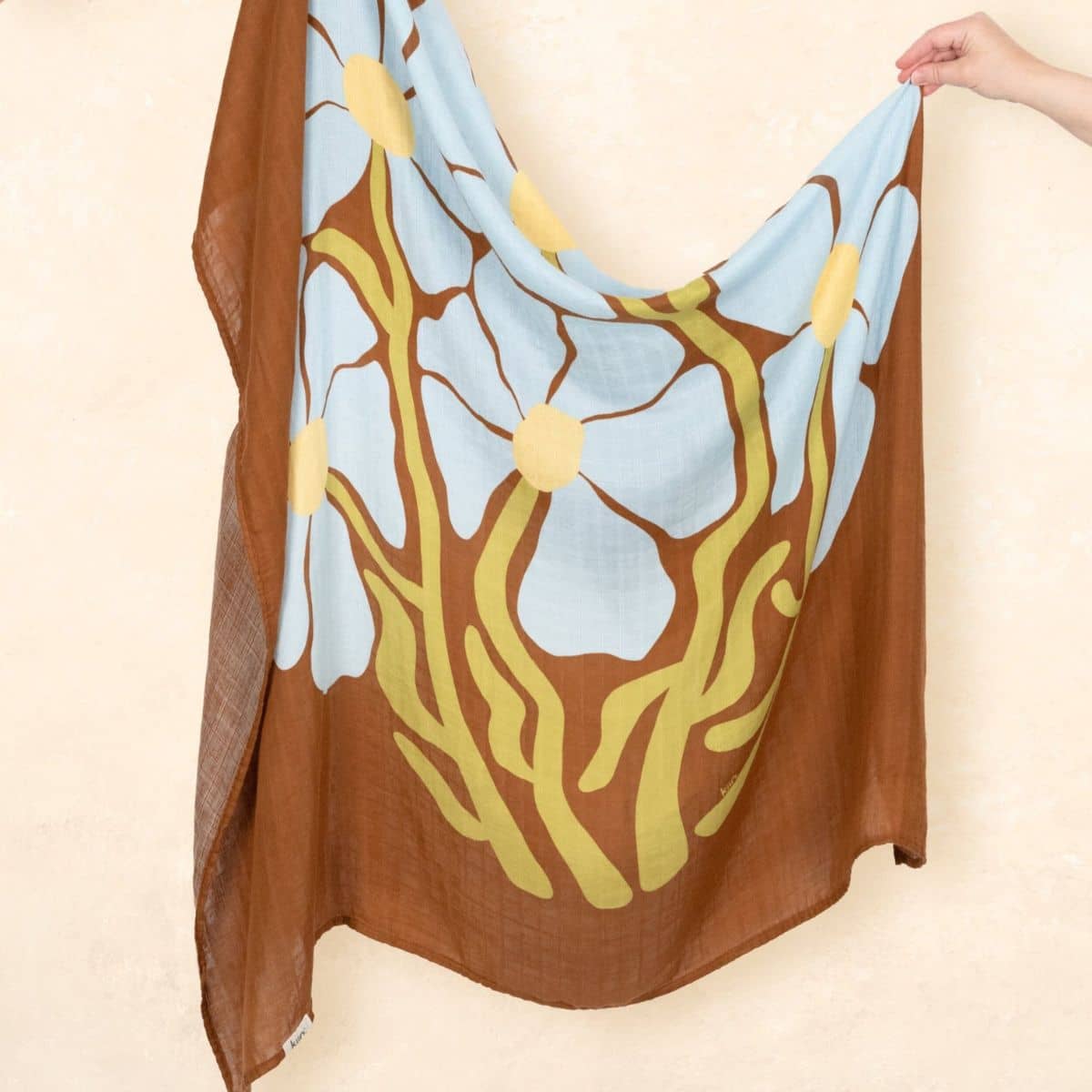 Kiin Baby Organic Muslin Swaddle - Fleur - Umber