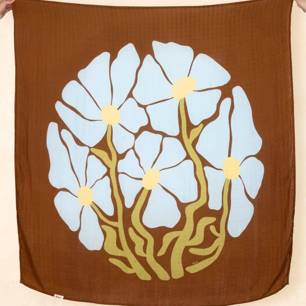 Kiin Baby Organic Muslin Swaddle - Fleur - Umber