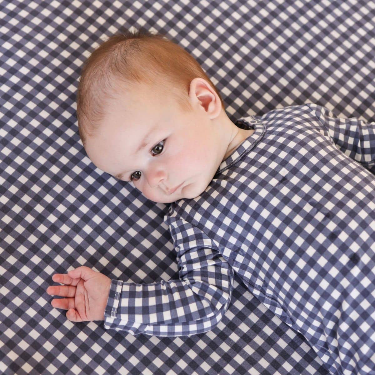 Kynd Baby Fitted Cot Sheet - Navy Gingham
