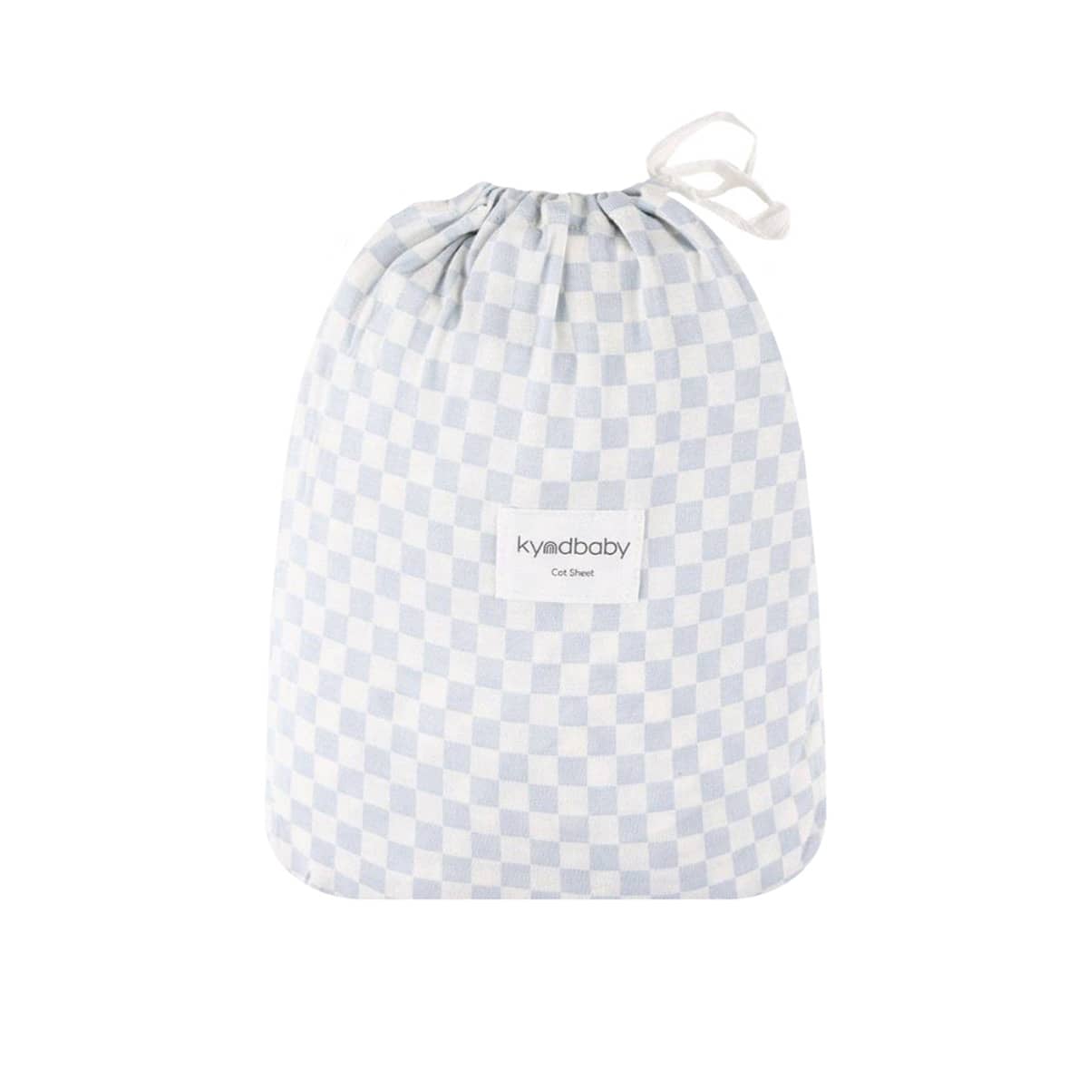 Kynd Baby Fitted Cot Sheet - Sky Blue Grid