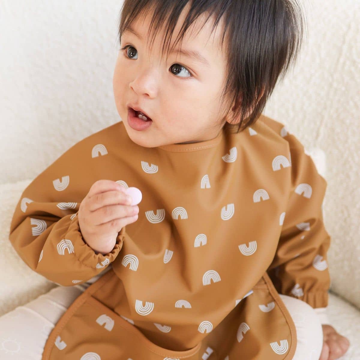 Kynd Baby Sleeved Messy Bib - Caramel Rainbow
