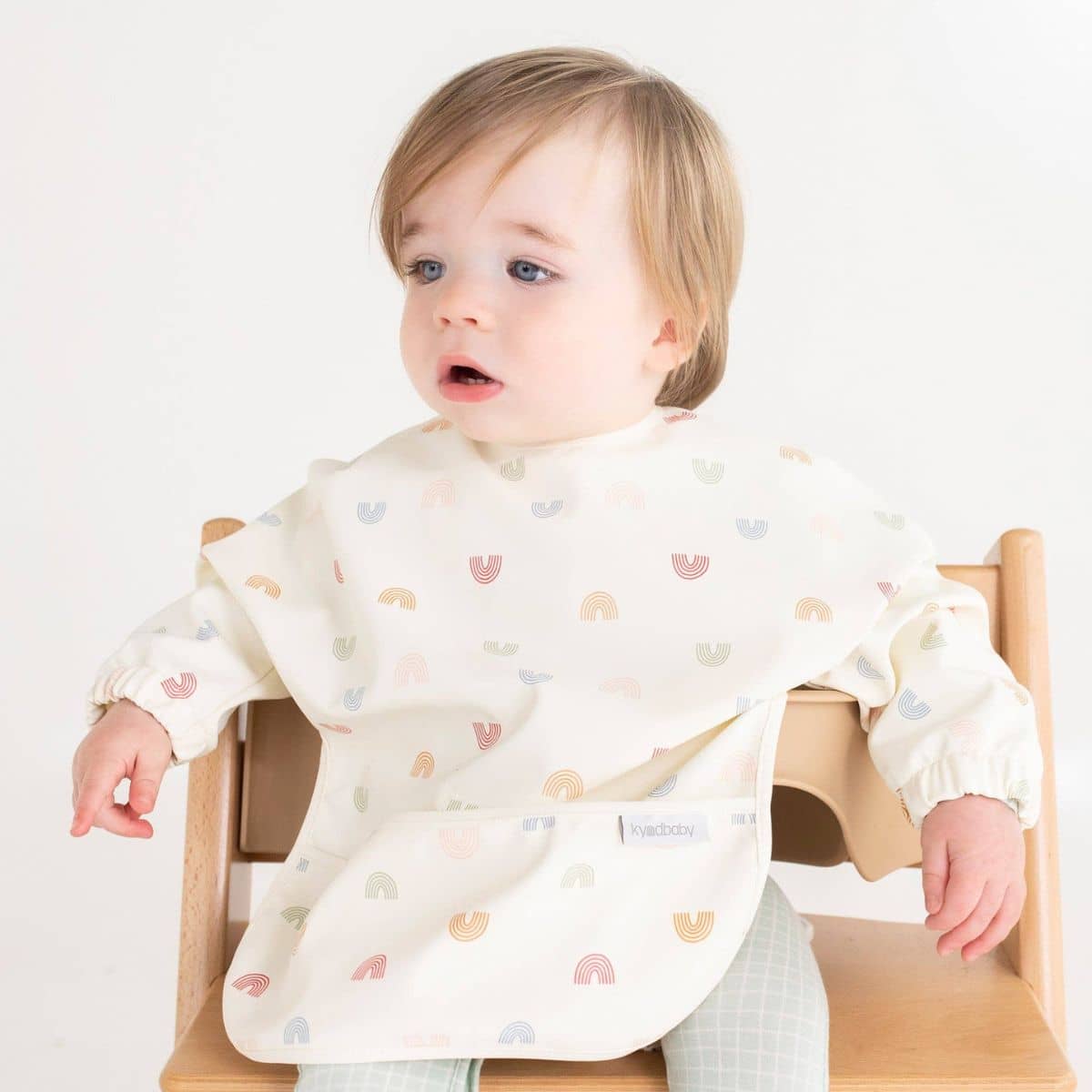 Kynd Baby Sleeved Messy Bib - Over the Rainbow Powder