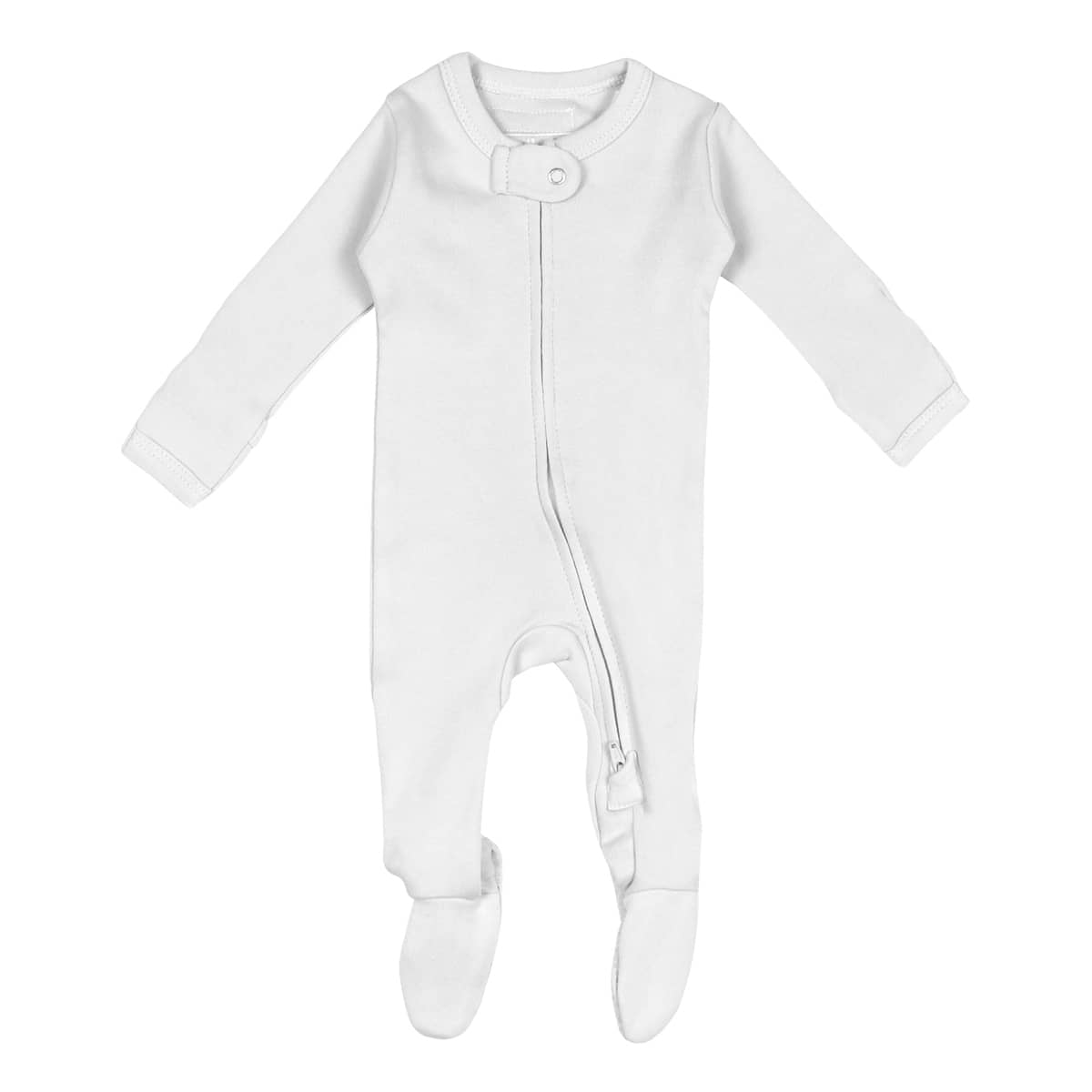 L'ovedbaby Organic 2-Way Zipper Footie - White