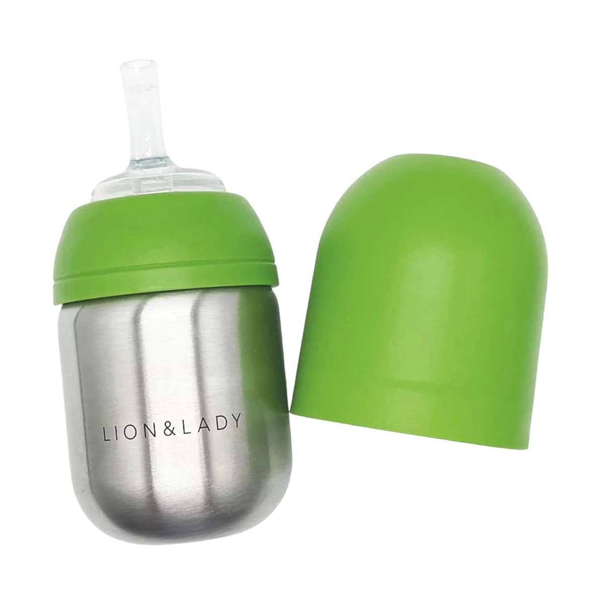 Lion & Lady Stainless Steel Toddler Straw Cup - 210ml - Green Apple