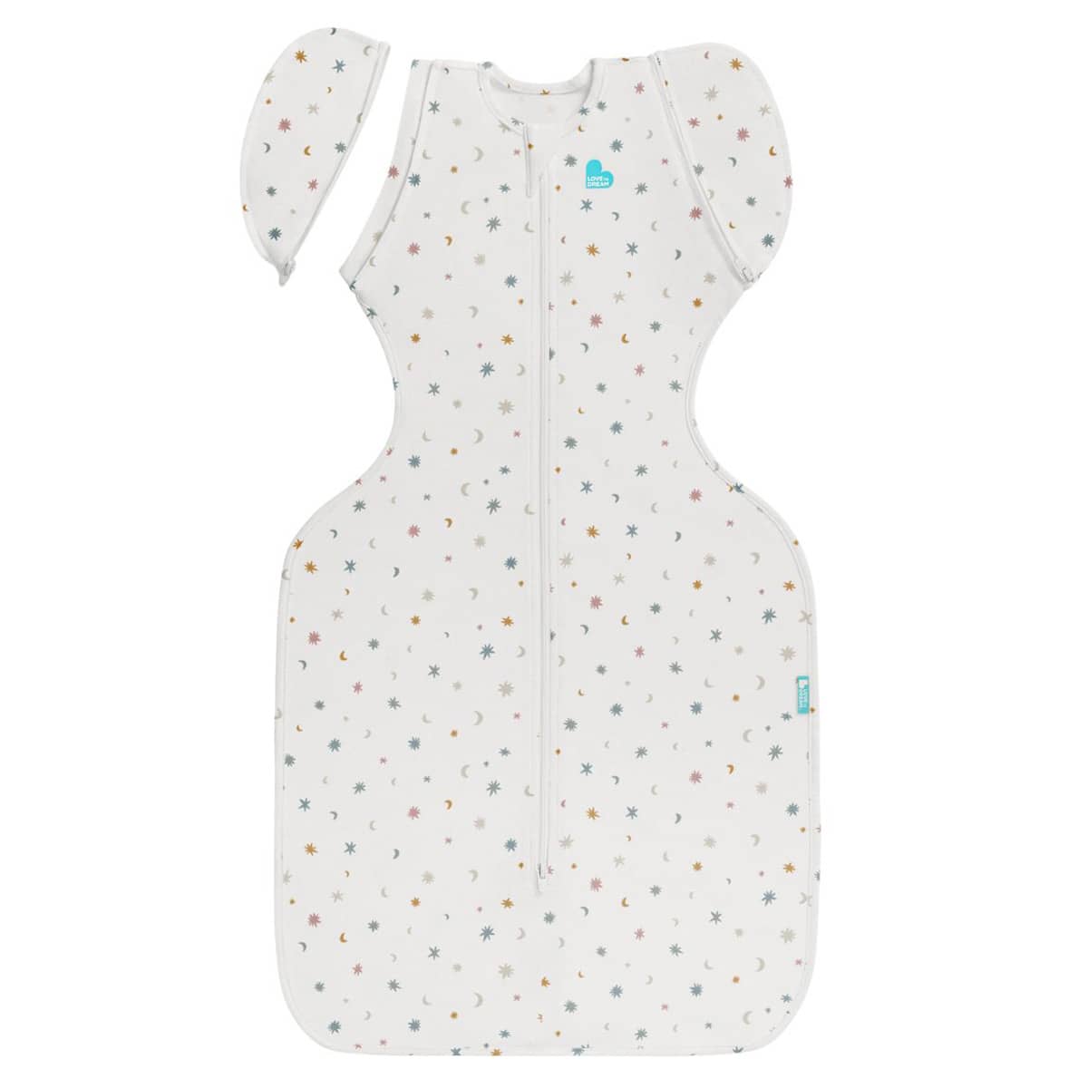Love to Dream Transition Swaddle UP 0.2 TOG Organic Cotton - White Starlight
