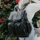 OiOi Faux Leather Nappy Backpack - Black