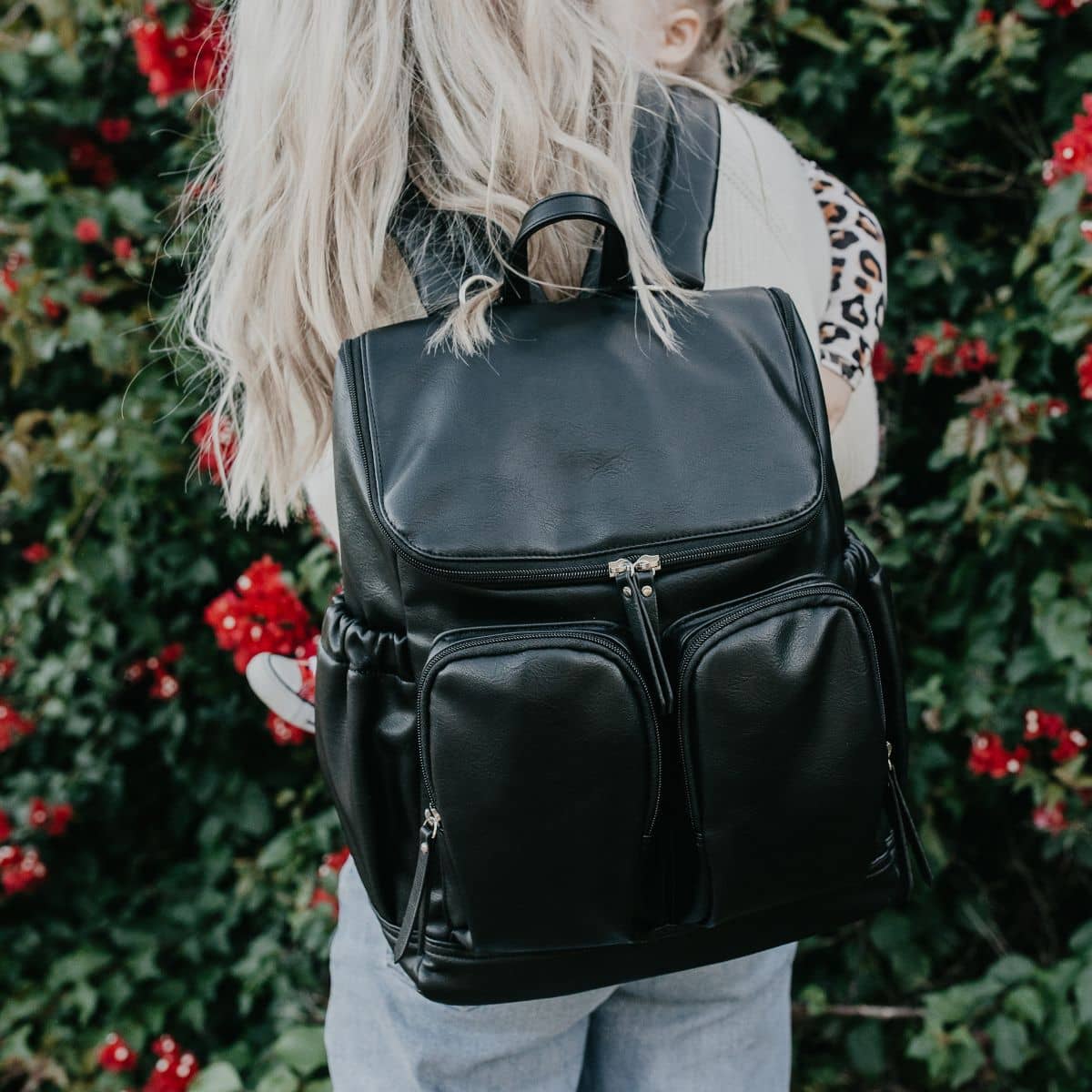 OiOi Faux Leather Nappy Backpack - Black