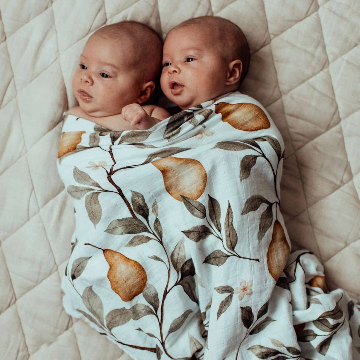 Snug as a Bub Organic Cotton Muslin Swaddle - Whimsical Pear