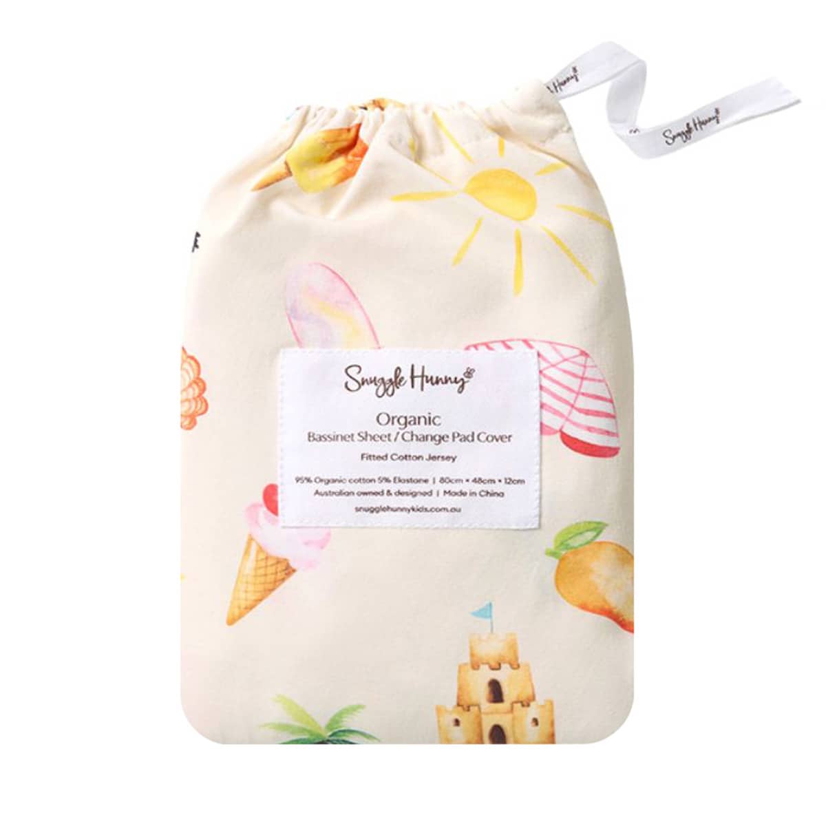 Snuggle Hunny Fitted Bassinet Sheet and Change Pad Cover - Beach Fun