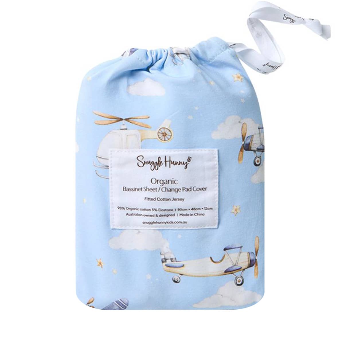 Snuggle Hunny Fitted Bassinet Sheet and Change Pad Cover - Taking Flight
