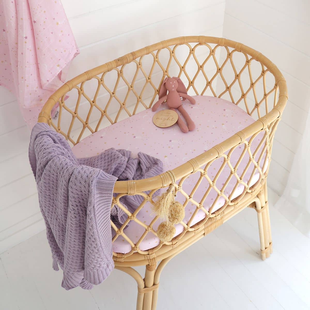 Snuggle Hunny Fitted Bassinet Sheet and Change Pad Cover - Twinkle