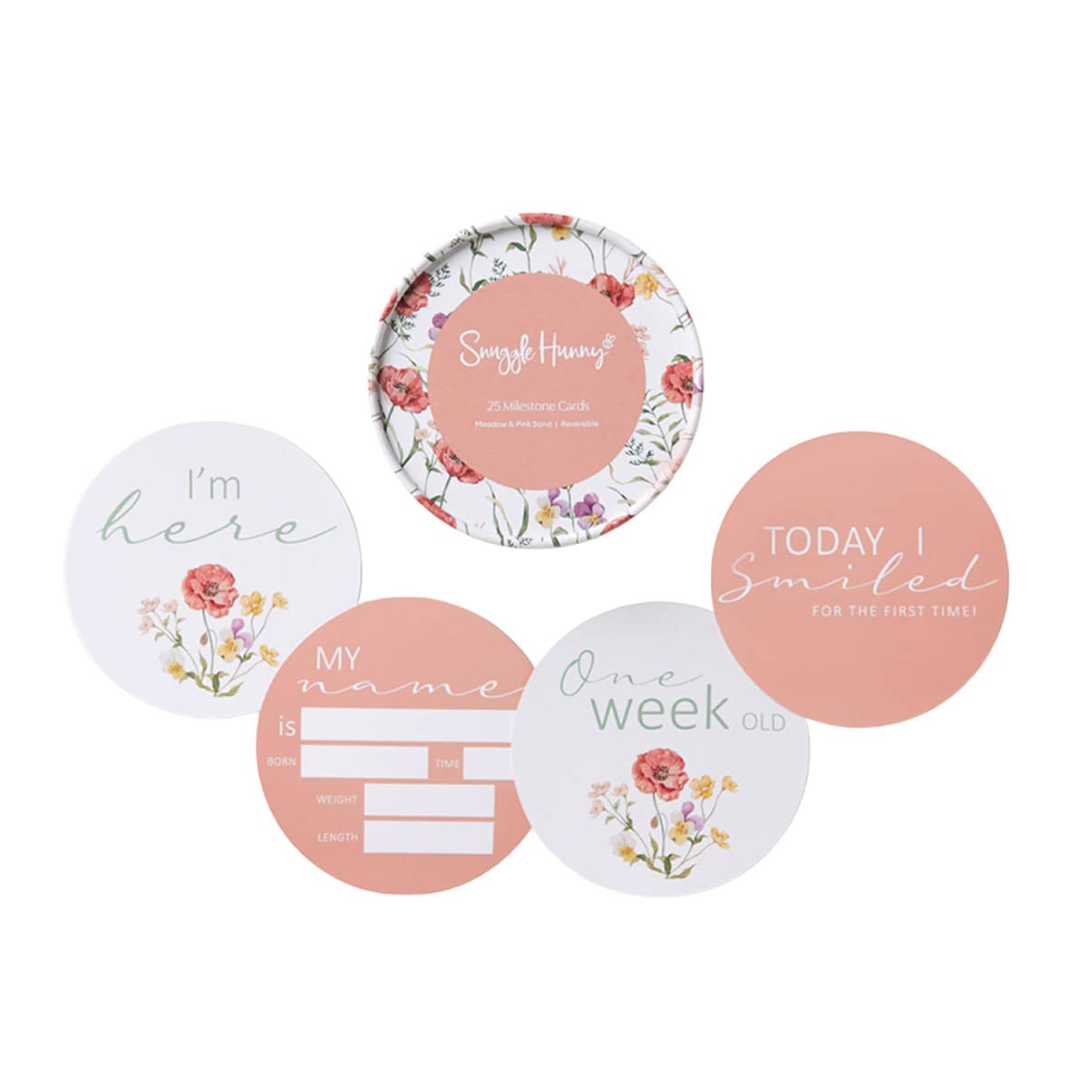 Snuggle Hunny Reversible Milestone Cards - Meadow and Pink Sand