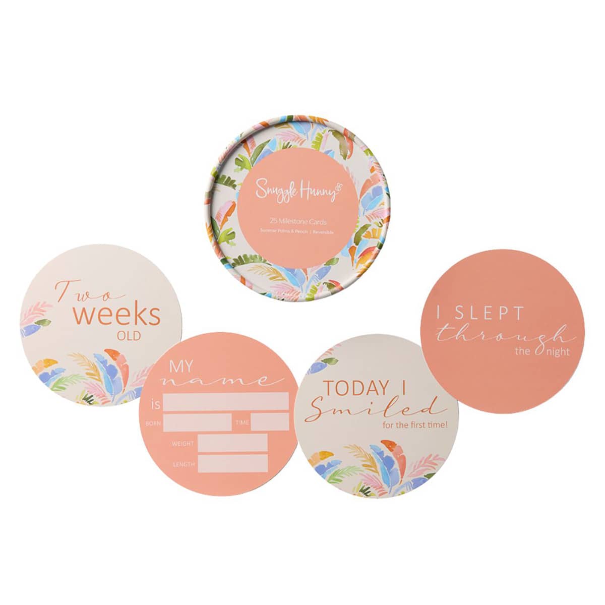 Snuggle Hunny Reversible Milestone Cards - Summer Palm and Peach