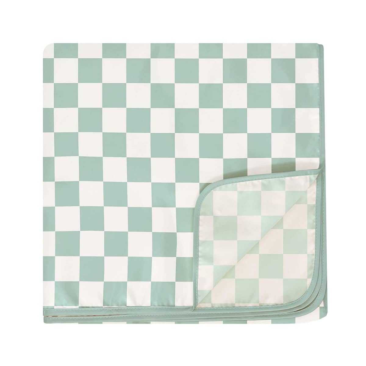 Tiny Twinkle Mess-Proof Splat Mat - Sage Checkers