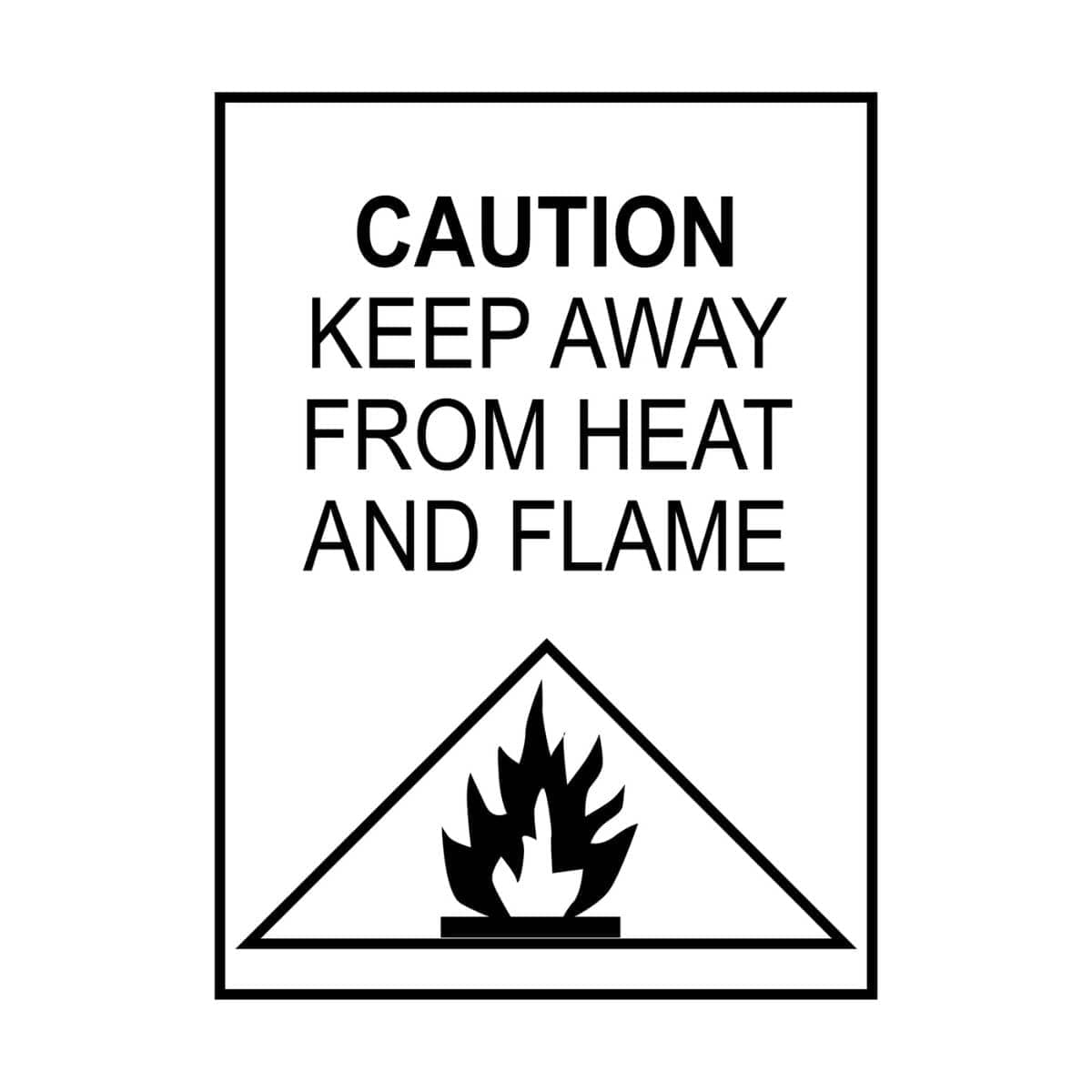 WHITE Fire Hazard Labelling -CAUTION: KEEP AWAY FROM HEAT AND FLAME