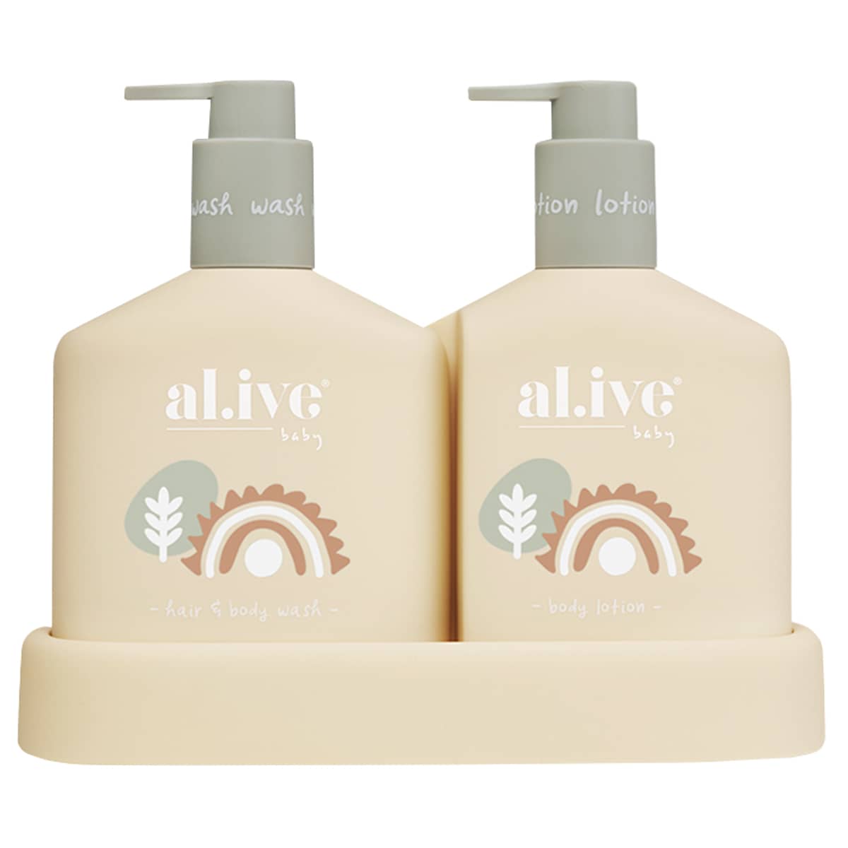 al.ive body Baby Duo - Hair/Body Wash and Lotion + Tray - Gentle Pear - New Design