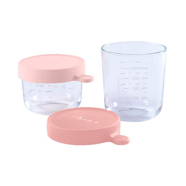 Beaba Glass Jar Twin Pack - Pink / Dark Pink