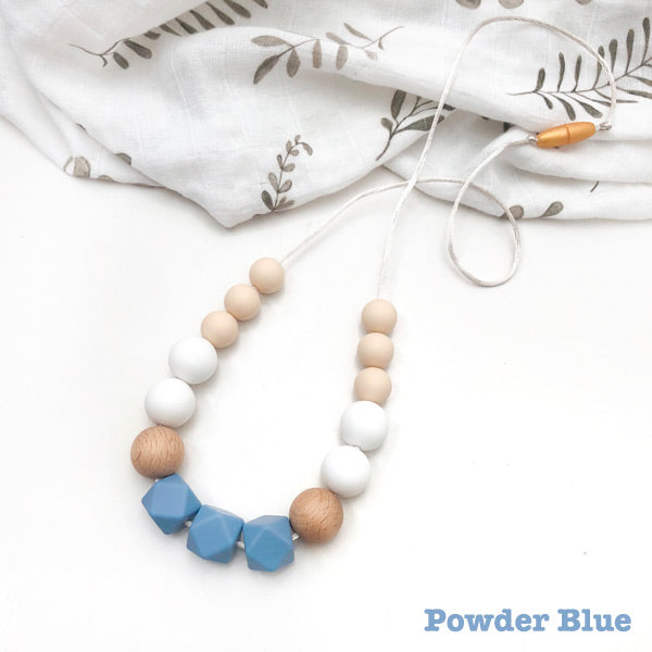 One.Chew.Three Poppy Silicone Necklace - Powder Blue