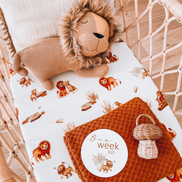 Snuggle Hunny Kids Reversible Milestone Cards - Lion and Sunrise Gold