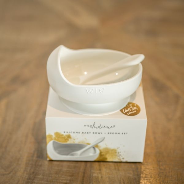 Wild Indiana Silicone Baby Bowl and Spoon Set - Limited Edition - Snow