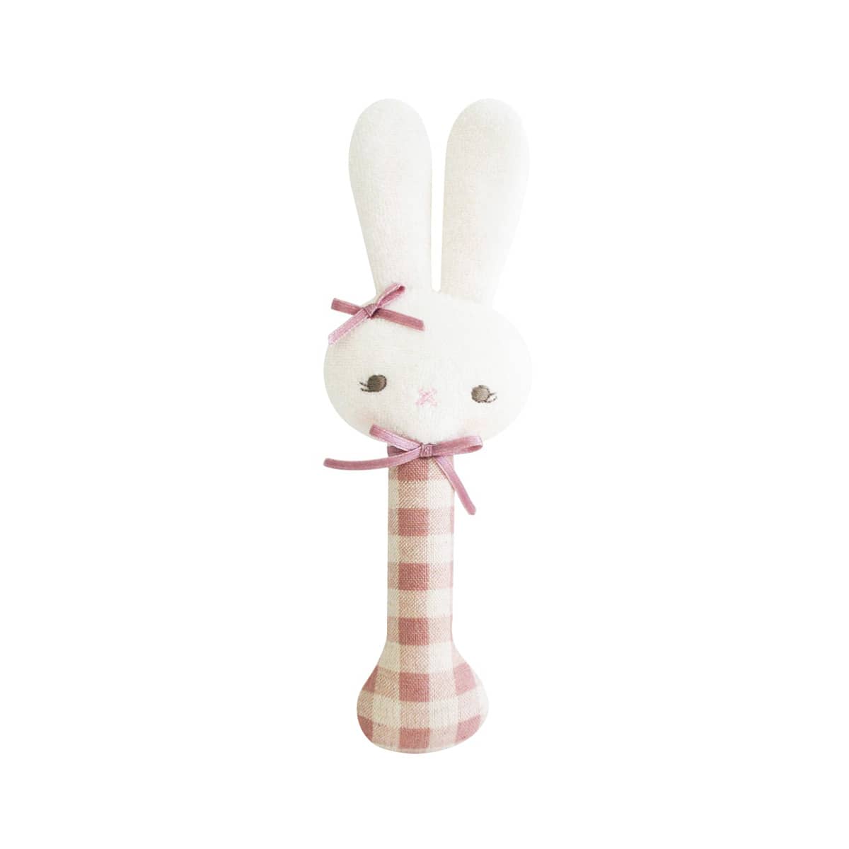 Alimrose Stick Rattle - Baby Bunny - Rose Check