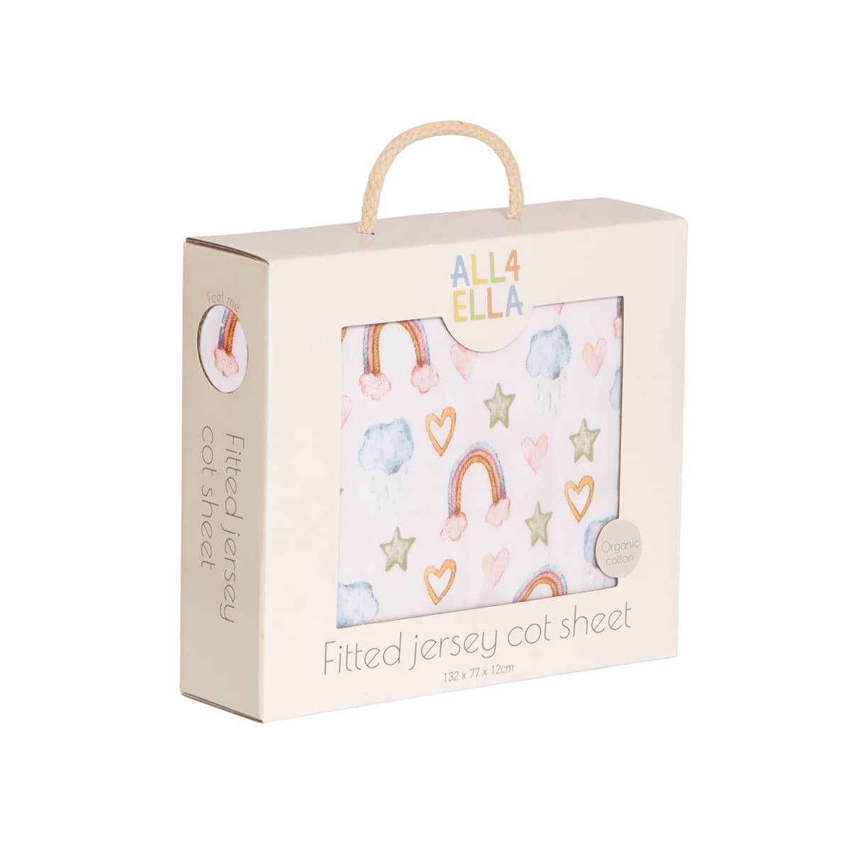 All4Ella Organic Fitted Jersey Cot Sheet - Rainbow Dreams