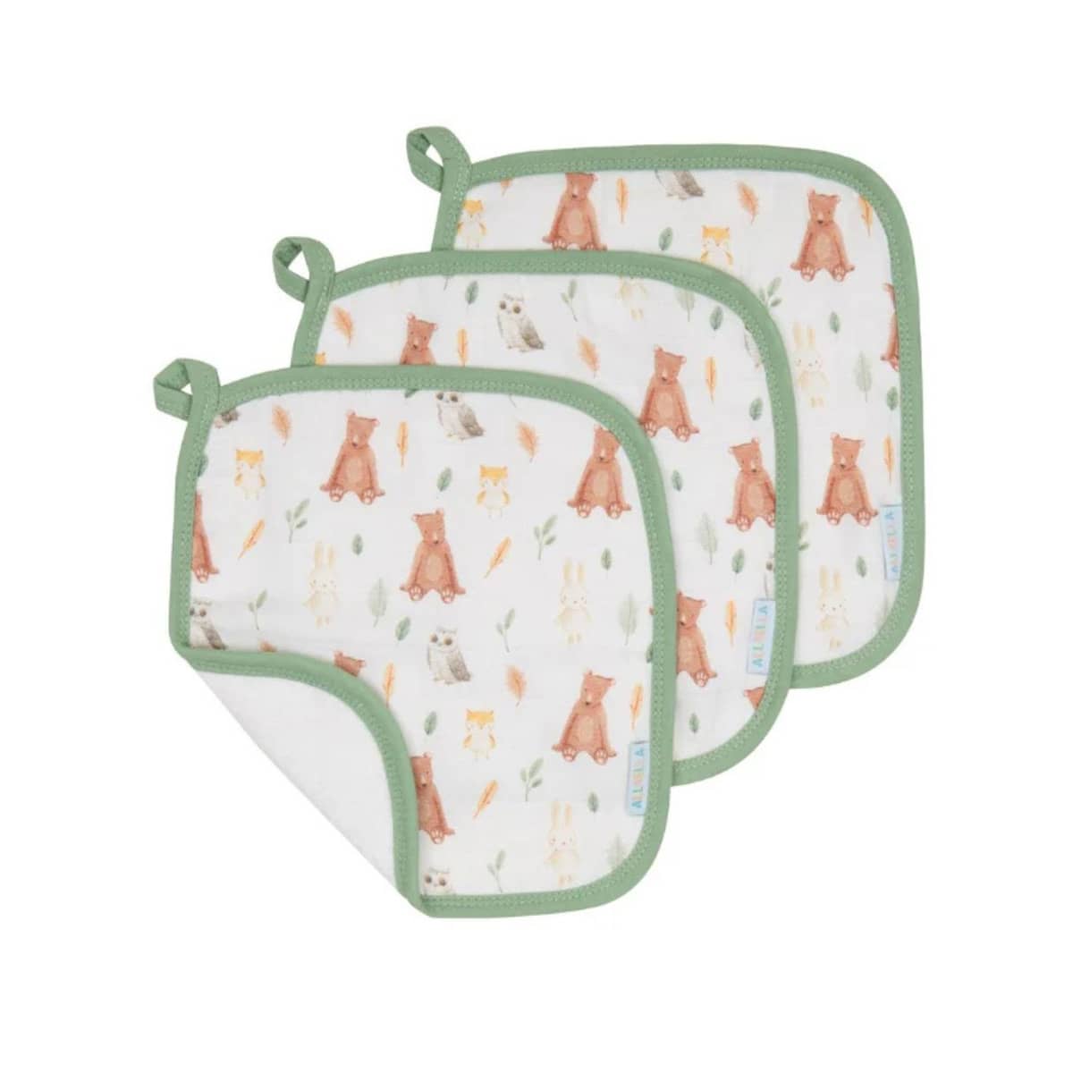All4Ella Organic Wash Cloths - Forest Friends