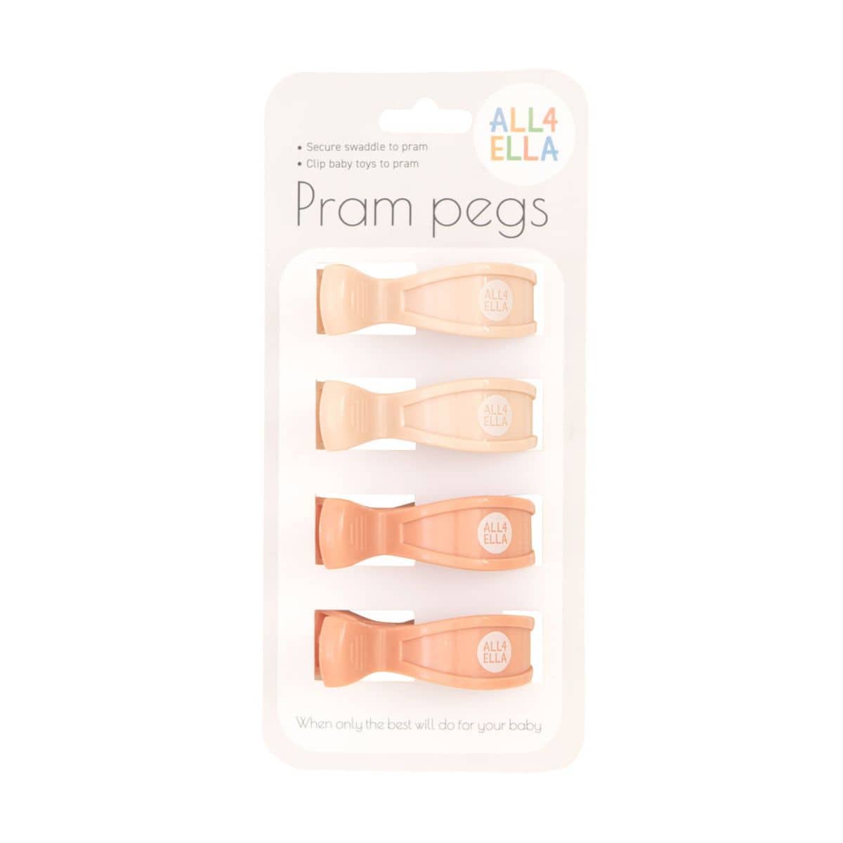All4Ella Pram Pegs 4pk - Cream Peach