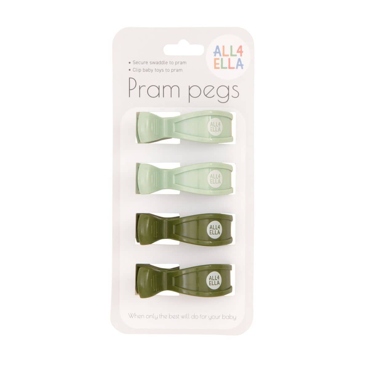 All4Ella Pram Pegs 4pk - Sage Forest Green